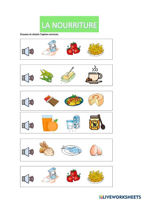 La Nourriture 0759 Raquelgarrido Live Worksheets