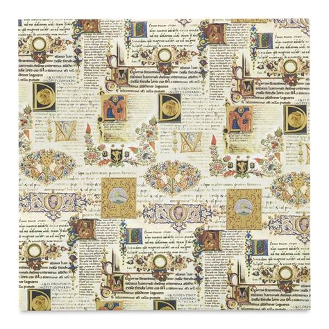 Black Ink Florentine Decorative Paper Renaissance Manuscript 12 X