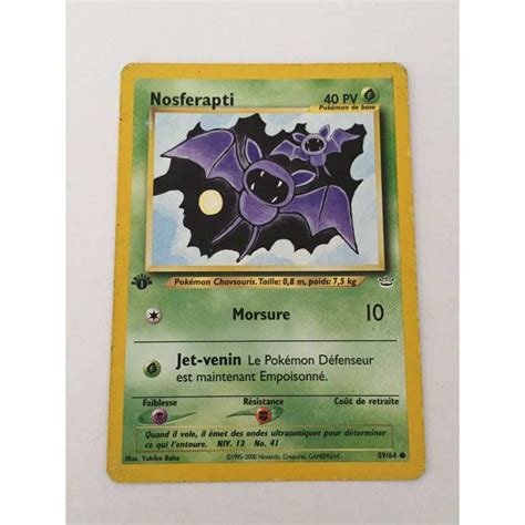 CARTE POKEMON Nosferapti 59 64 commune logo 1e édition néo révélation