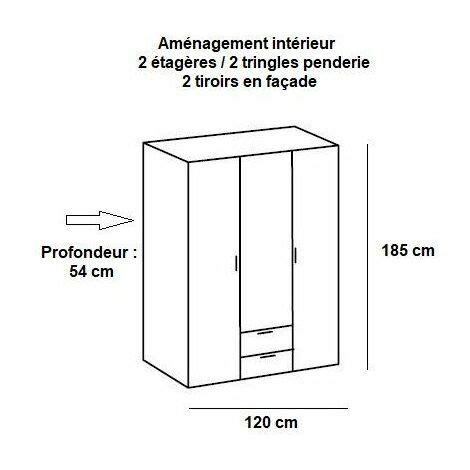 Armoire Penderie Portes Tiroirs Malta Laqu E Blanc Cass L Cm