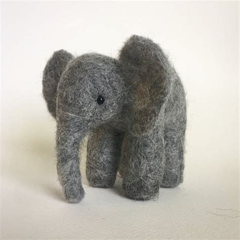 Handmade Needle Felted Elephant X Inches Heathered Etsy