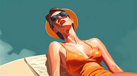 Premium AI Image A Woman Basking Under The Sun In A Two Piece