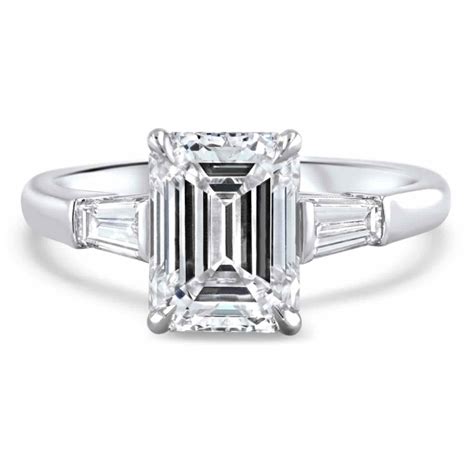 Platinum 3 00ct Emerald Cut Tapered Baguette Diamond Ring