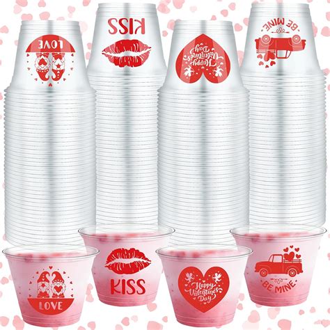 Hushee 120 Pcs 9 Oz Valentine S Day Cups Plastic Reusable Heart Cups