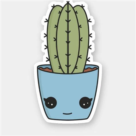 Cute Kawaii Cactus Succulent Sticker Zazzle Succulent Stickers