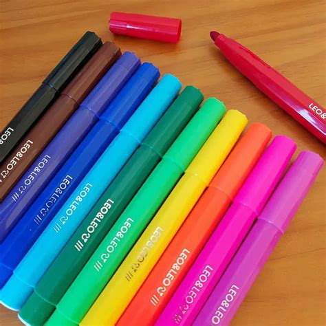 O Que É Caneta Hidrográfica - Caneta hidrográfica 12 cores Jumbo Leonora - Papelaria Barão