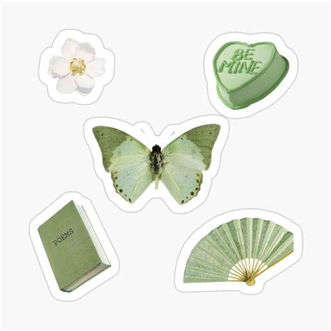 Sage Green Pack Sticker For Sale By Ninacollages Adesivi