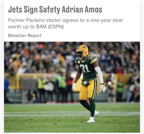 Jets Rumors Adrian Amos Agrees To 1 Year Contract After 4 Seasons With