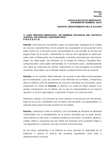 Escrito De Desistimiento Doc