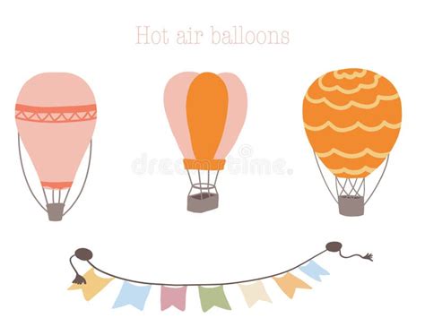 Banner Hand Drawn Hot Air Balloons Stock Vector Illustration Of Black Doodle 262221214