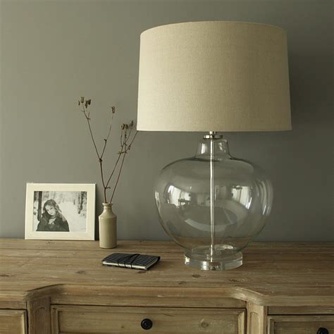 Large Glass Urn Table Lamp With Natural Shade Table Lamps