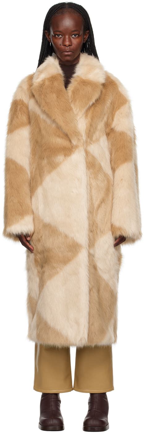 Beige Genevieve Faux Fur Coat By Stand Studio On Sale