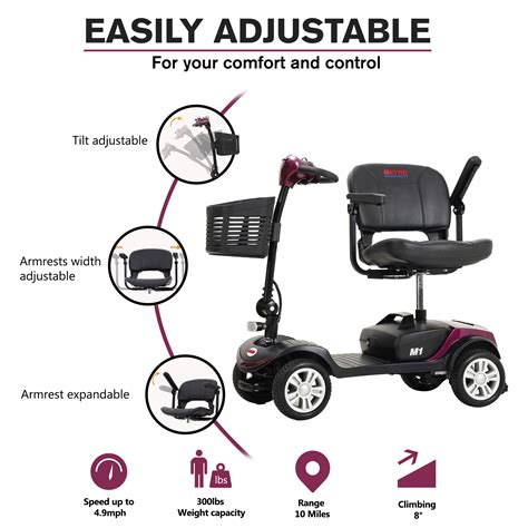 Electric Mobility Scooters For Adults Powered Folding Mobility Scooter For Seniors Compact