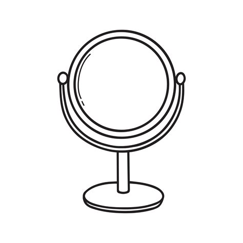 Hand Drawn Makeup Mirror Doodle Sketch Style Vector Illustration