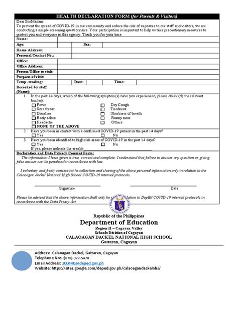 Health Declaration Form Autorecovered Pdf Diseases And Disorders Clinical Medicine