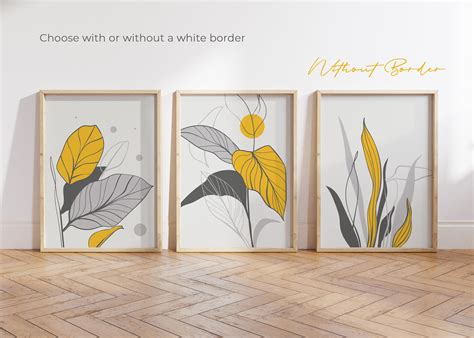 Yellow Wall Art Prints Yellow Wall Decor Yellow and Grey | Etsy