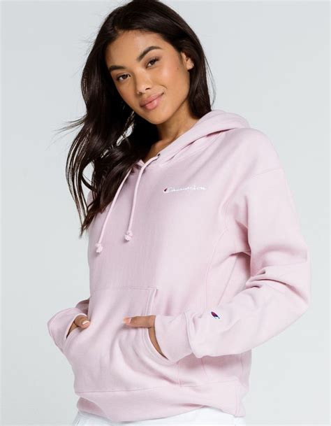 Champion Reverse Weave Script Womens Light Pink Hoodie Ltpnk