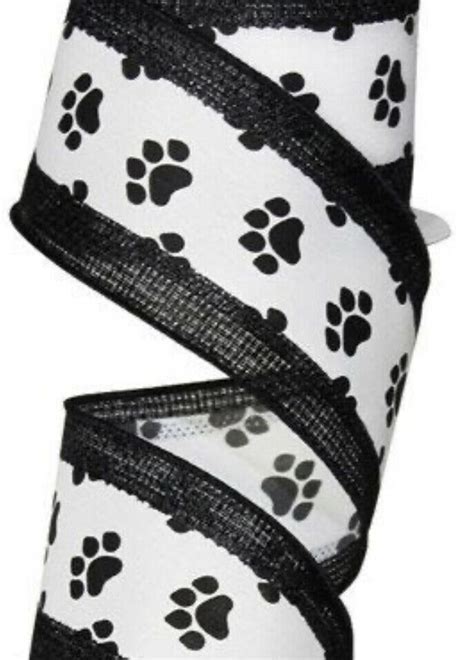 PAWsome 2 5 Wired White Satin With Black Paw Prints Cross Royal Edge