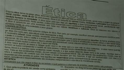 Que Palavra Poderia Ser Usada Como Sinônimo De Ética - Alguém poderia me ajudar é pra agora. 1. que palavra poderia ser usada ...