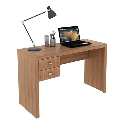 Mesa 2 Gavetas para Escritório Home Office ME4123 MDP Amendoa