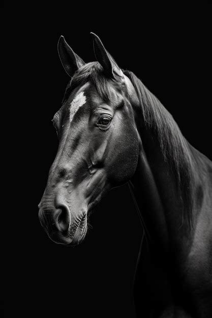 Um Cavalo Preto Uma Mancha Branca No Rosto Foto Premium