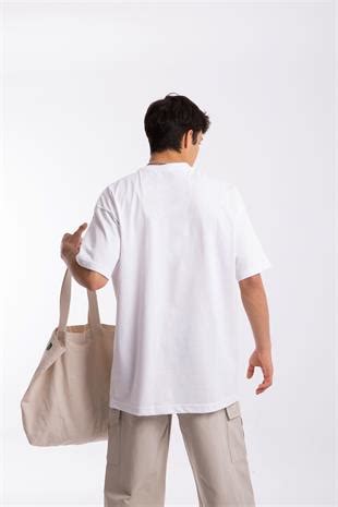 Beyaz High As Fuck Baskılı Beyaz Oversize Tişört Flaw Wear