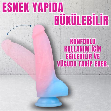 NEON ELITE Glow in the Dark Karanlıkta Parlayan Dildo Ultra Yumuşak Realistik Yapay Penis