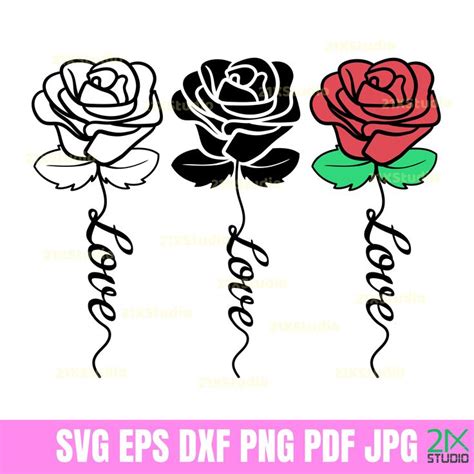 Love Floral Rose Svg Files for Cricut Designs Silhouette - Etsy ...