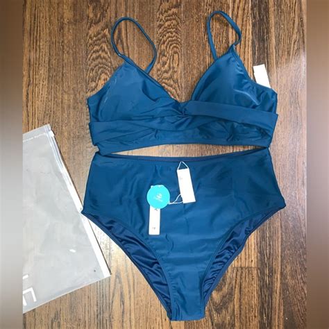 Cupshe Swim Marsala Nail Blue Twist High Waisted Bikini Poshmark