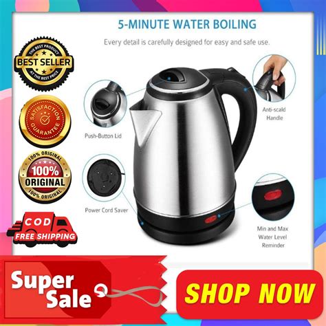 Original Scarlett Stainless Steel Electric Heat Kettle Liters Easy