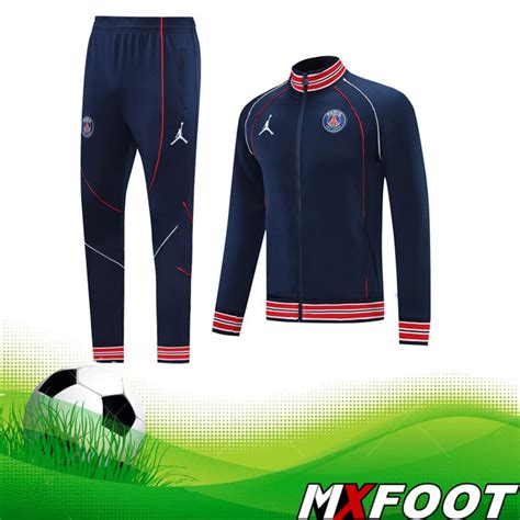 Photo Nouveau Ensemble Veste A Capuche Survetement Foot Jordan PSG Bleu