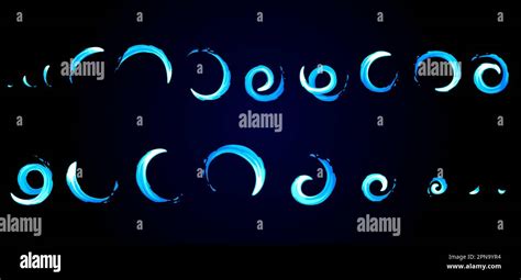 Circle motion sprite animation, cartoon game magic energy power effect, vector background. Light ...