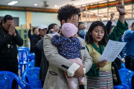 Tibetans Attend Prayer Ceremony Mark Tibetan Editorial Stock Photo