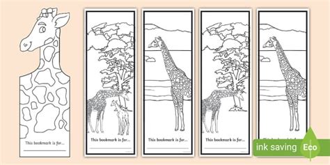 Free Printable Giraffe Bookmarks To Colour Primary Resources