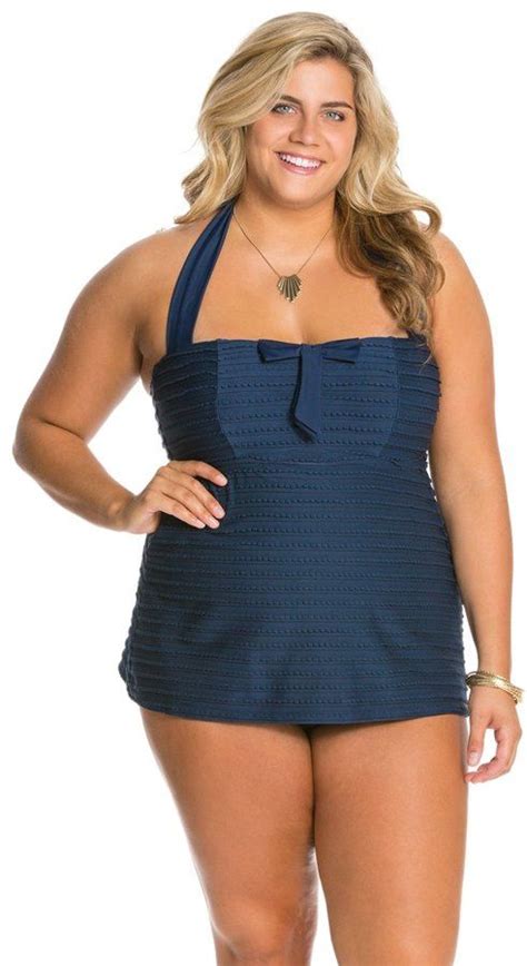 Jessica Simpson Plus Size Seashells Front Shirred Bandeau Swimdress