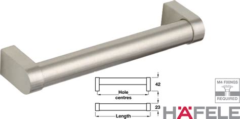 Hafele Bar Handle Various Lengths Satin Stainless Steel Effect 108 65 Bar From The Door