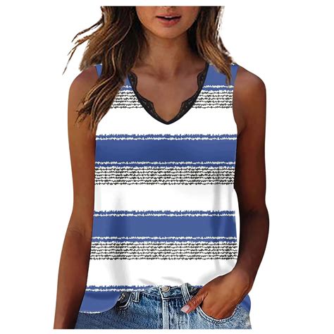 Pmuybhf Female M July 4th Sleeveless Turtlenecks For Women White Women Lace Trim Tank Tops