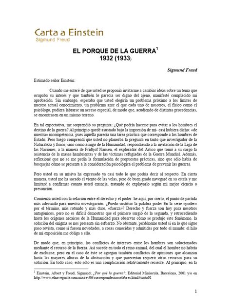 El Por Qué De La Guerra Carta De Sfreud A Aeinstein Pdf Amor Vida