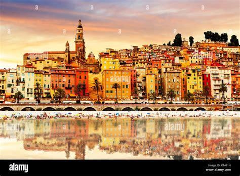 Colorful Old Town Menton On French Riviera Stock Photo Alamy