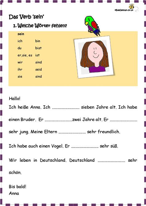 Free German Language Worksheets