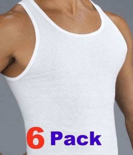 6 Quality Mens 100 Cotton A Shirts Wife Beaters Ribbed Tank Tops Pack