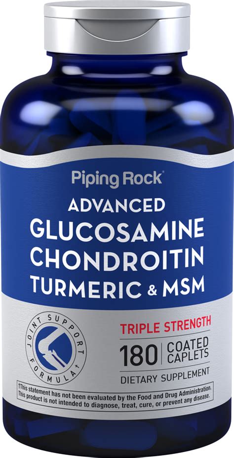 Glucosamine Chondroitin Msm Plus Turmeric 180 Caplets Benefits Pipingrock Health Products