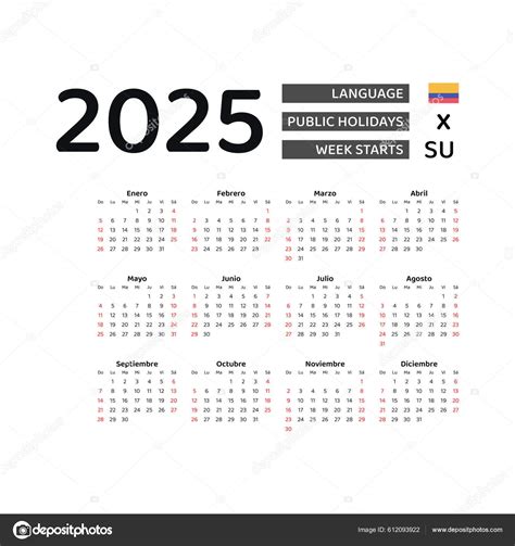 Colombia Calendario Semana Comienza Domingo Dise O Gr Fico