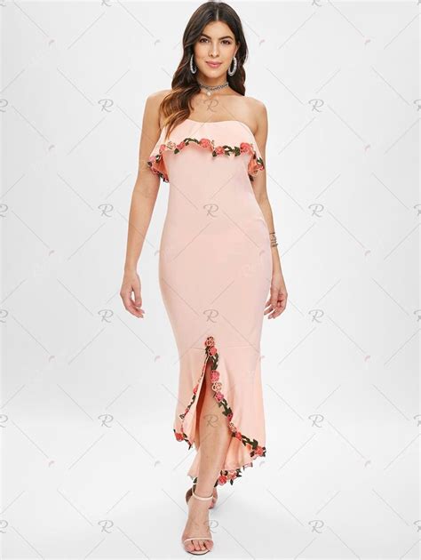 [ 60 Off ] 2019 Embroidered Trim Tube Long Mermaid Dress