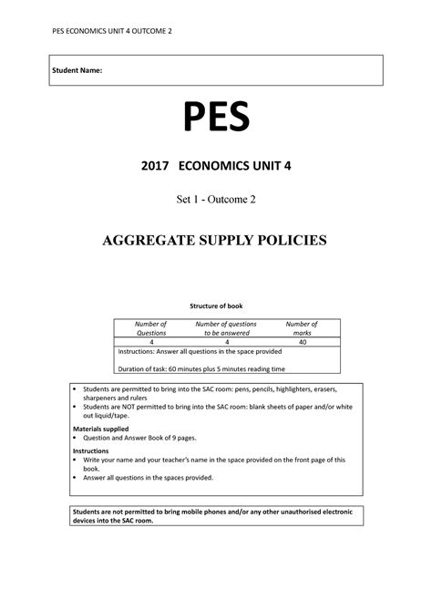 2017 Economics Unit 4 Aos2 Sac Set 1 Student Name Pes 2017 Economics