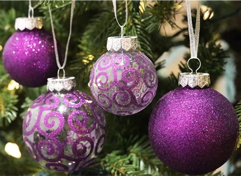 Sleetly Pk Purple Christmas Ball Ornaments Set For Tree Decorations