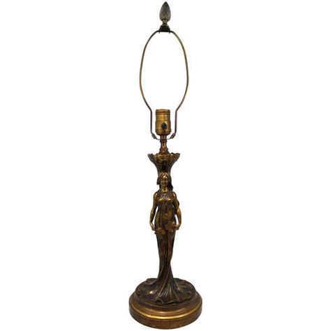 Paul Louchet Foundry French Bronze Figural Art Nouveau Table Lamp For