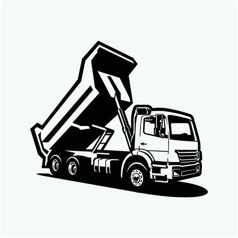 Premium Dump Truck Silhouette Vector Art Isolated Tipper Truck Monochrome Vector Art Design