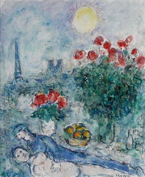 Sold At Auction Marc Chagall Marc Chagall Les Amoureux Aux Bouquets