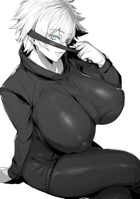 Rule 34 1girls Big Breasts Blue Eyes Genderswap Mtf Greyscale Jujutsu Kaisen Monochrome